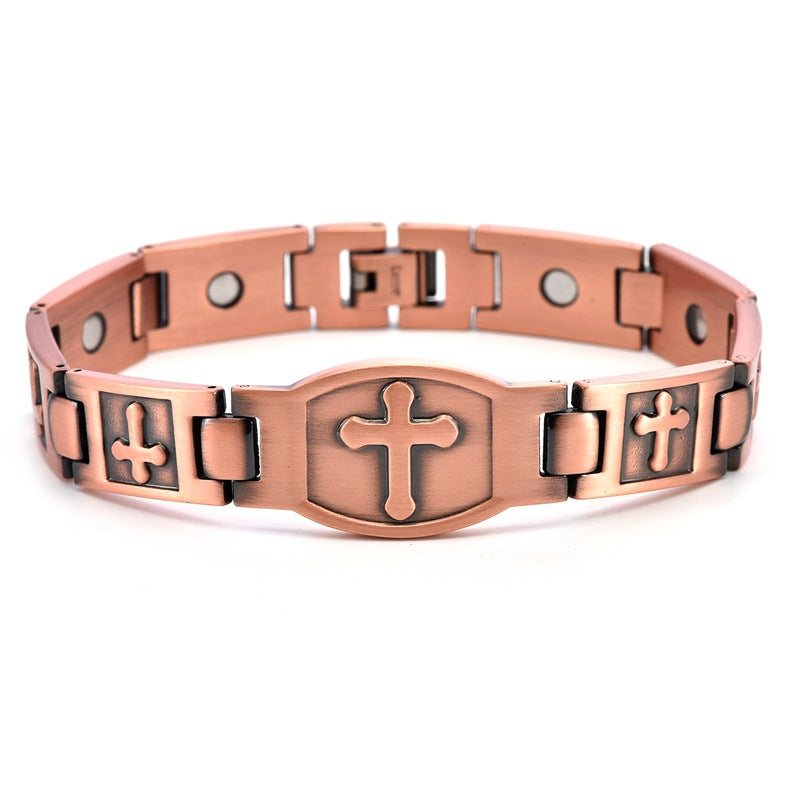 Copper Cross Magnetic Bracelet