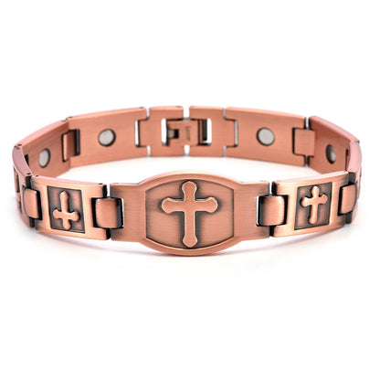 Copper Cross Magnetic Bracelet