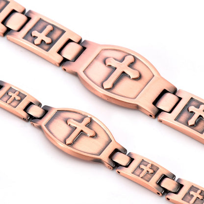 Copper Cross Magnetic Bracelet