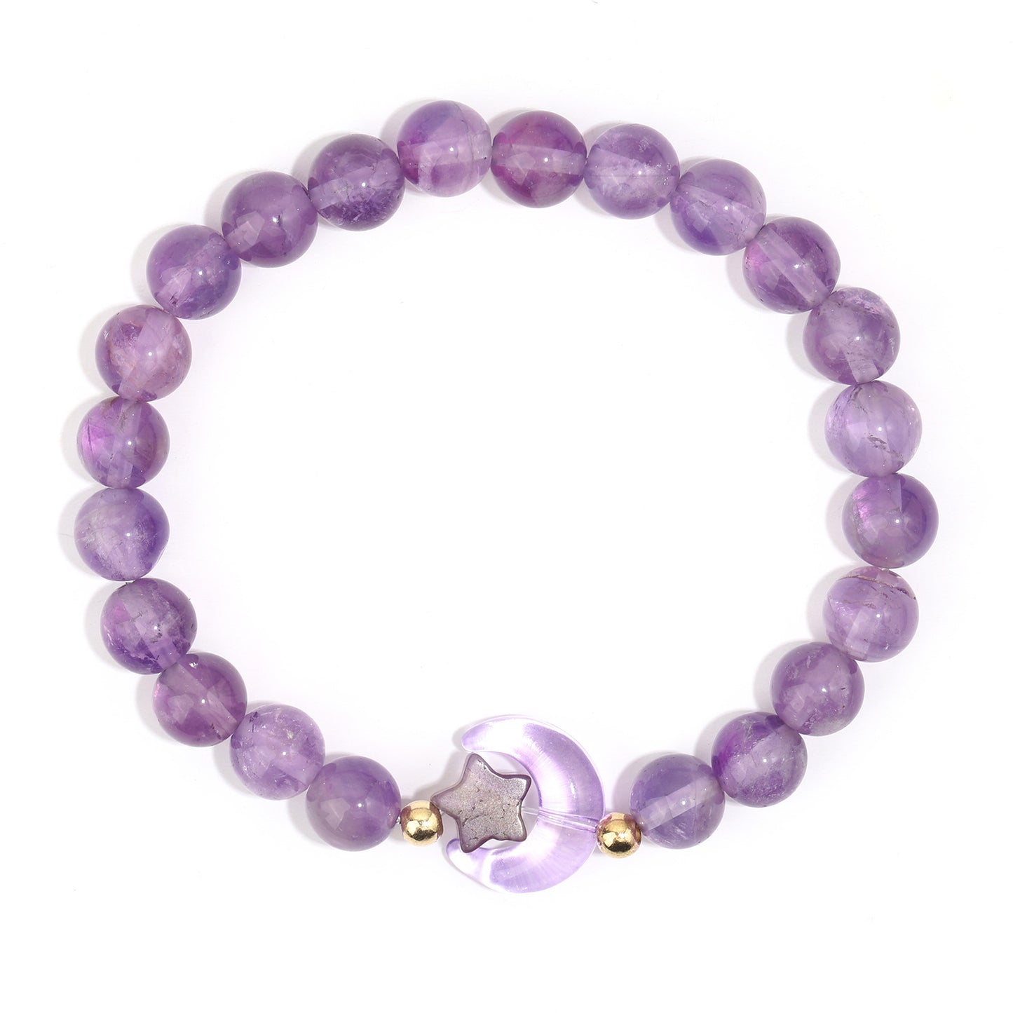 Purple Star Moon Beaded Bracelet